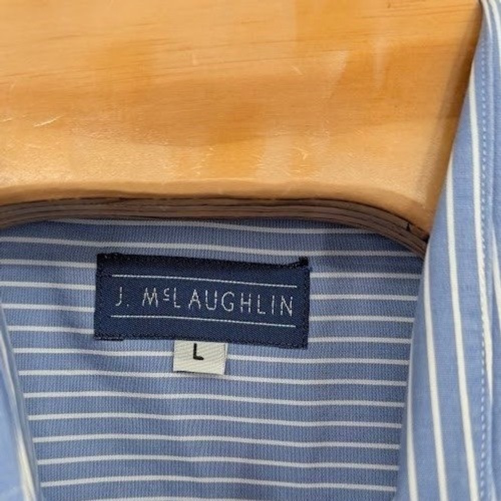 J. McLaughlin Flip Cup Classic Fit Button Front Shirt Stripe Multicolor Men L - Picture 3 of 6